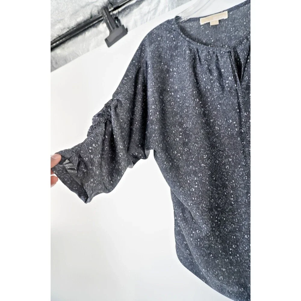 Michael Michael Kors Women's Sz S Grey Snakeskin Print Gathered Sleeve Blouse M